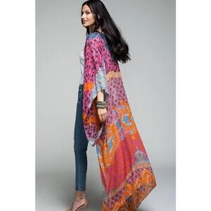 NWT Ruggine La Jolla Damask Print Longline Maxi Duster Kimono, Size OSFM